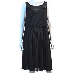 Torrid Black Sleeveless Sheer Top Elastic Waist Drapey Knee Length Dress Size 2X